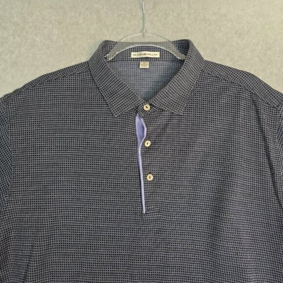 Peter Millar Crown Men's Sz XL Casual Polo Shirt Cotton Blue Geometric Print - Picture 4 of 7